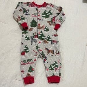 Christmas Pajama Sleeper Farm Scene Western Horses 6-12 Months